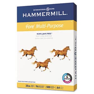 Hammermill 8-3/8" x 11-3/4" Fore MP Multipurpose Paper, 96 Bright, 20lb (500 sheets/ream) - White Hammermill 8-3/8" x 11-3/4" Fore MP Multipurpose Paper, 96 Bright, 20lb (500 sheets/ream) - White