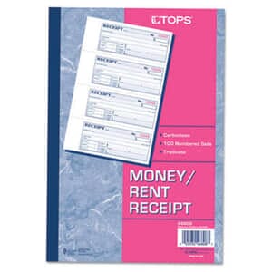 Money/Rent Receipt Books, 7-1/4 x 2-3/4, Three-Part Carbonless, 100 Sets/Book Money/Rent Receipt Books, 7-1/4 x 2-3/4, Three-Part Carbonless, 100 Sets/Book