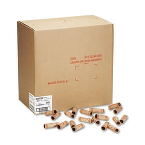 Preformed Tubular Coin Wrappers, Quarters, $10, 1000 Wrappers/Box Preformed Tubular Coin Wrappers, Quarters, $10, 1000 Wrappers/Box