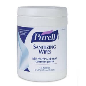 Purell Sanitizing Hand Wipes, 6 x 6 3/4", White, 270 Wipes/Canister Purell Sanitizing Hand Wipes, 6 x 6 3/4", White, 270 Wipes/Canister