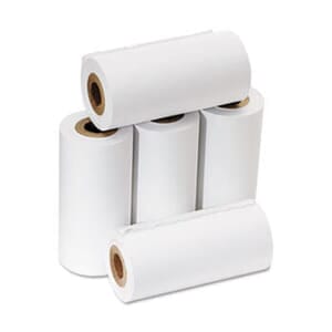 2 1/4" x 17' One-Ply Cash Register/Calculator Paper Rolls; 5 rolls/carton - White 2 1/4" x 17' One-Ply Cash Register/Calculator Paper Rolls; 5 rolls/carton - White