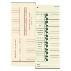 Tops Time Card for Acroprint and Simplex, Weekly, Two-Sided, 3-1/2 x 9, 500/Box Tops Time Card for Acroprint and Simplex, Weekly, Two-Sided, 3-1/2 x 9, 500/Box