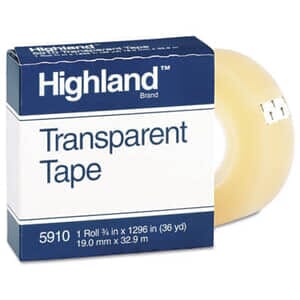 3M Transparent Tape, 3/4" x 1296", 1" Core, Clear 3M Transparent Tape, 3/4" x 1296", 1" Core, Clear