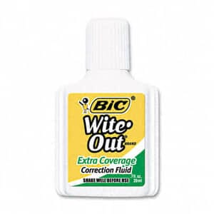 Bic Wite-Out Extra Coverage Correction Fluid, 20 ml Bottle, White, 12/Pack Bic Wite-Out Extra Coverage Correction Fluid, 20 ml Bottle, White, 12/Pack