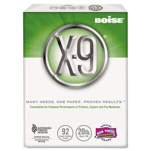 8-1/2" x 11" Boise X-9 Multipurpose Paper, 92 Bright, 20lb (2,500 sheets/carton) - White 8-1/2" x 11" Boise X-9 Multipurpose Paper, 92 Bright, 20lb (2,500 sheets/carton) - White