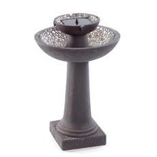 River Stone Brown 2-Tier Solar-On-Demand Fountain