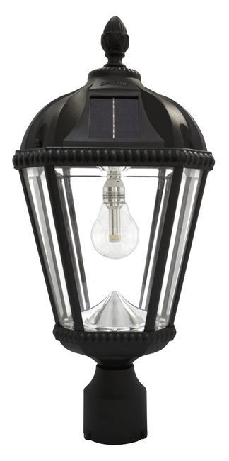 Royal Solar Lamp with GS-Solar LED Light Bulb with 3 Inch Fitter - Black