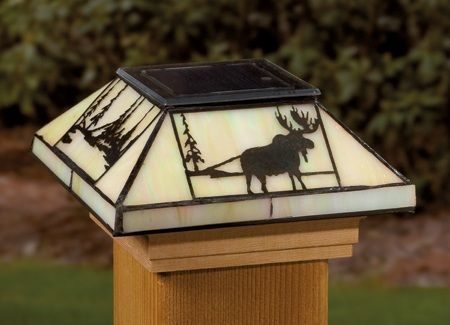 Northwoods Filigreed Glass Post Cap Light for 4x4 Posts (Inside Dimensions measure 3-5/8 x 3-5/8) - Cedar Skirt