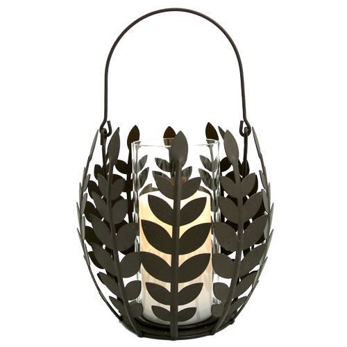 Wisteria Leaf Basket with Flameless Pillar Candle