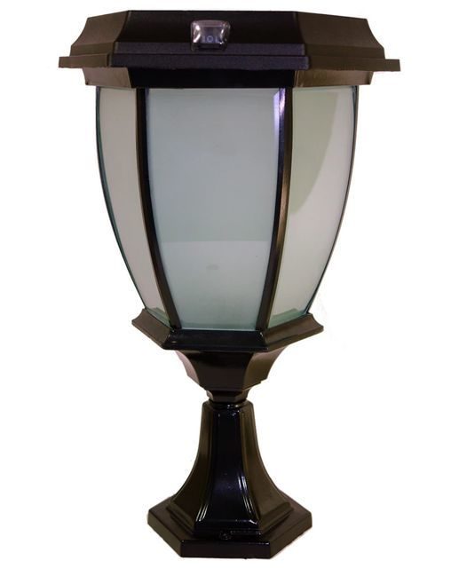 Concave Solar Coach Lamp with Flicker Flame LED - Pier Mount
