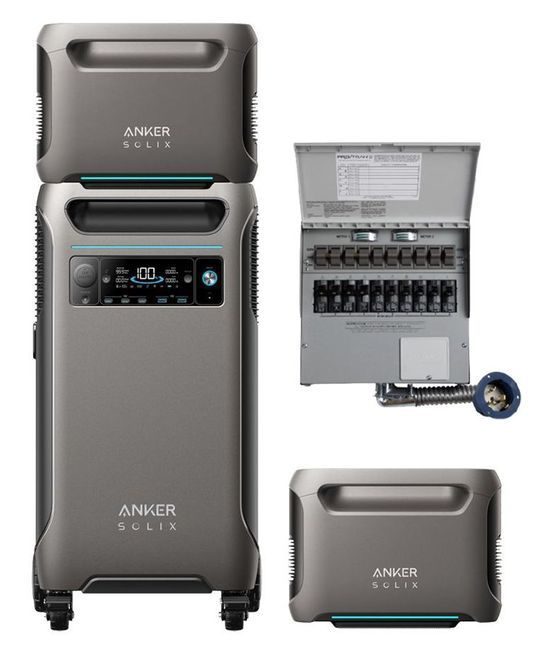 Anker SOLIX F3800 Portable Power Station with 2x Expansion Batteries and Transfer Switch - 11.52 KWh