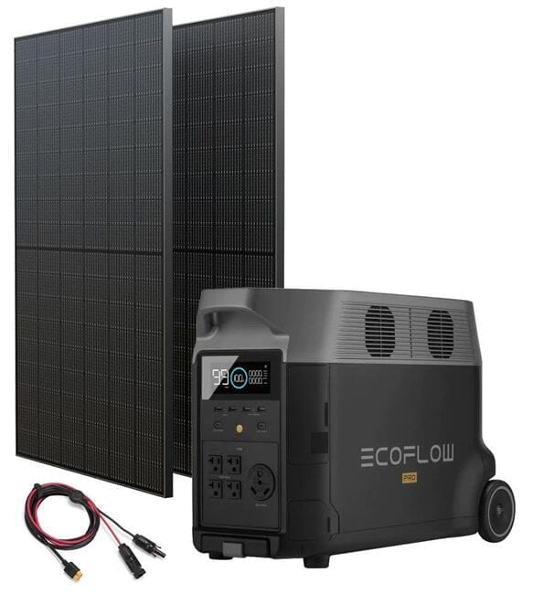 EcoFlow Delta Pro Portable Rigid Solar Generator Kit - With 2 - 400 Watt Rigid Ecoflow Solar Panels