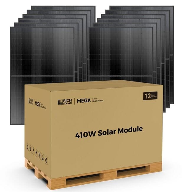 Rich Solar Mega 410 Watt Black Monocrystalline Solar Panels - 12 Pack - Tier 1