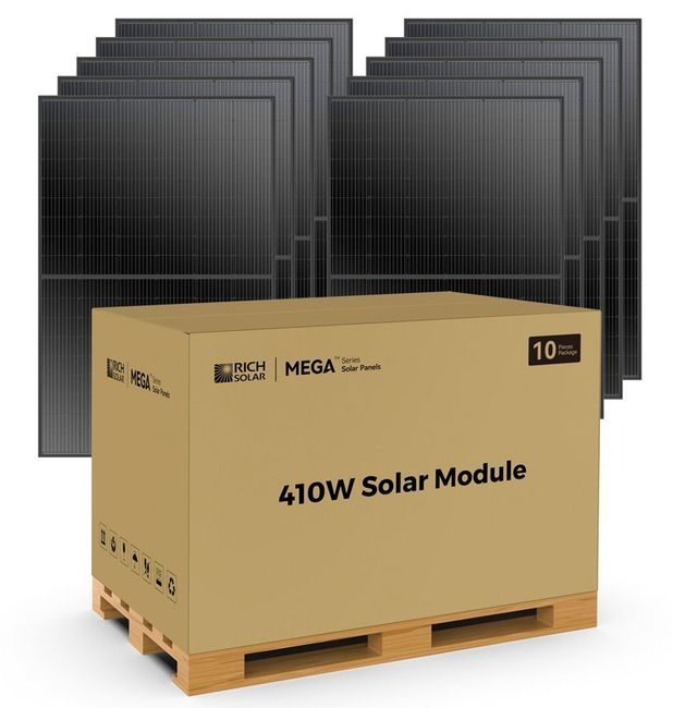 Rich Solar Mega 410 Watt Black Monocrystalline Solar Panels - 10 Pack - Tier 1