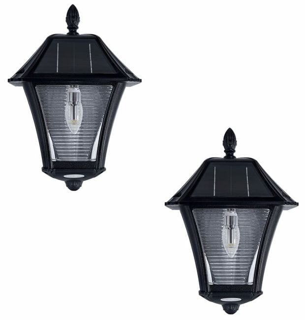 Gama Sonic Baytown II Sconce Solar Lamp in Black - Set of 2
