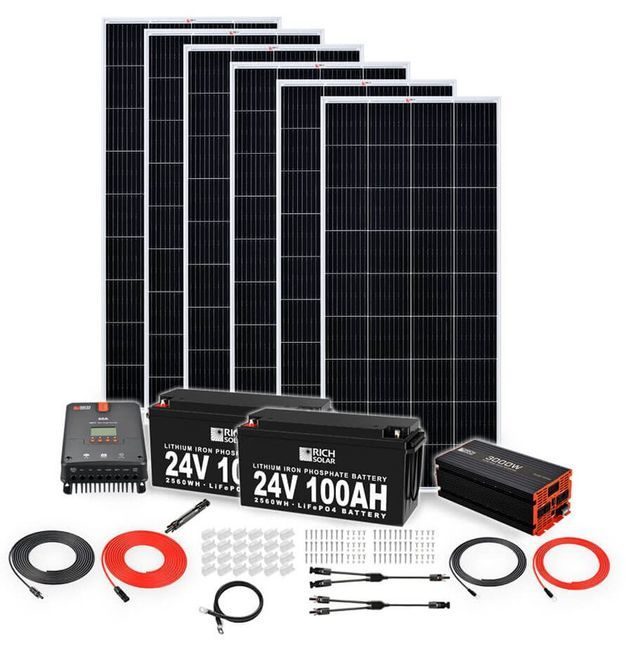 Rich Solar 1200 Watt 24V Complete Solar Kit - 4800Wh Storage