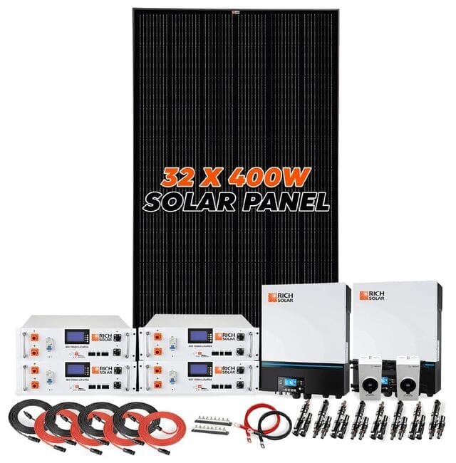 Rich Solar Complete Off-Grid Solar Kit | 19.2 kWh LFP Battery - 12.8 kW of Solar