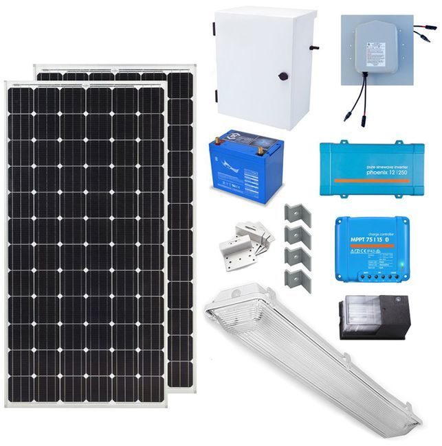 Earthtech Products Solar Power & Lighting Kit for Sheds, Garages & Remote Cabins - 84 Amps