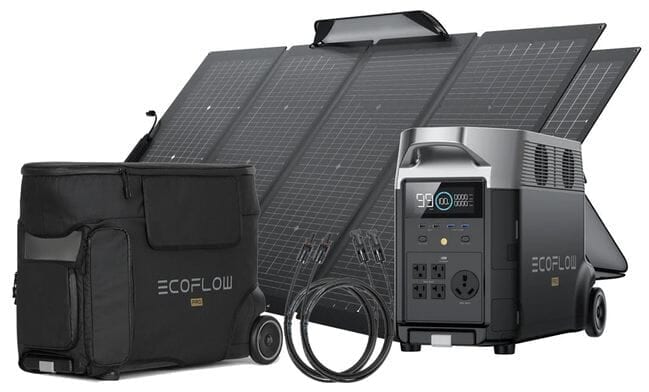 EcoFlow Delta Pro Portable 440W Solar Generator Bundle - With Free Bag and MC4 Extension Cable