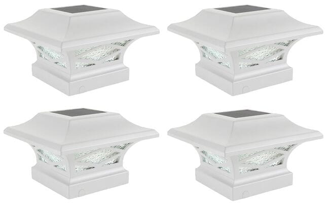 Classy Caps Kingsbridge White Dual Lighted Solar Post Cap - 4 Pack