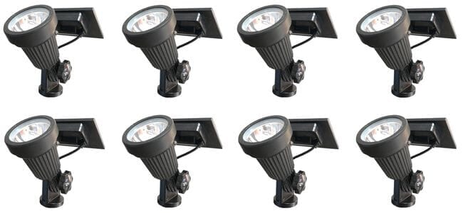 8 Piece Residential Warm White LED Solar Spotlight Landscape Lighting Kit with Stakes