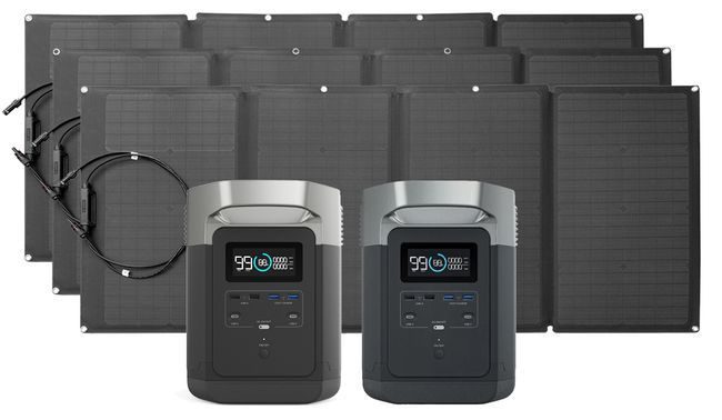 EcoFlow Delta Solar Generator Refrigerator Kit with 480 Watts of Solar