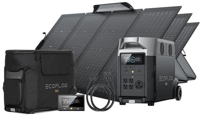 EcoFlow Delta Pro Portable 660W Solar Generator Bundle - With Free Bag, Remote and MC4 Extension Cable