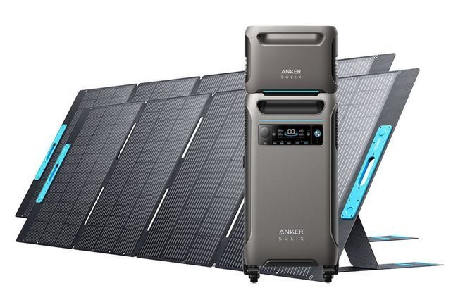 Anker SOLIX F3800 Portable Power Station with Expansion Battery and 2x 400W Foldable Solar Panels - 7680 Watt Hours