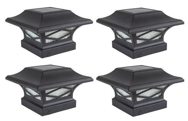 Classy Caps Kingsbridge Black Dual Lighted Solar Post Cap - 4 Pack