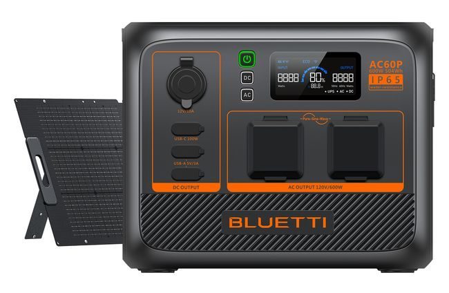 Bluetti AC60P Portable Power Station - 600W - 504Wh - Includes 200W Solar Panel