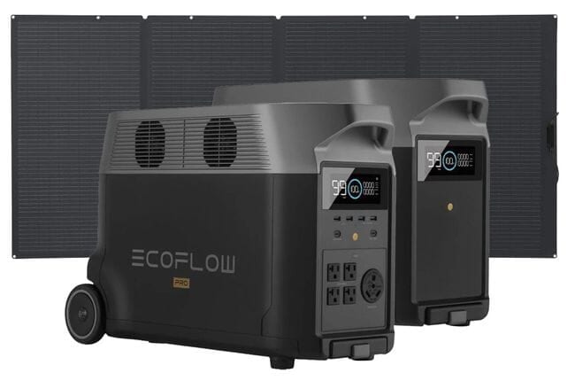 EcoFlow Delta Pro Power Station & Expansion Battery Kit with 400 Watt Solar Panel