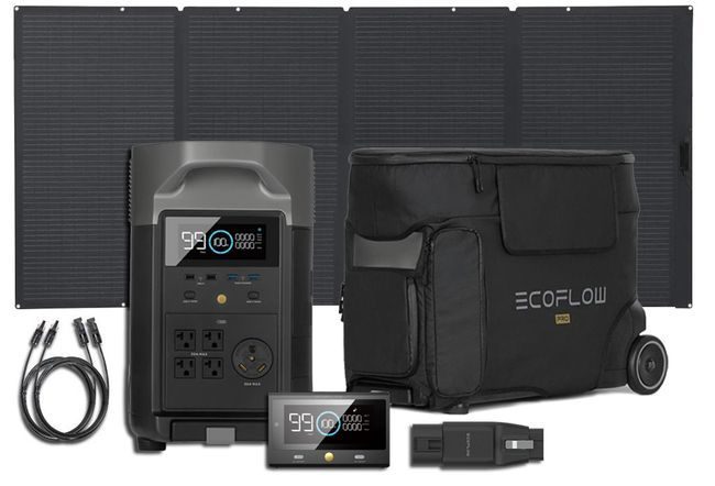 Ecoflow Delta Pro with 400W Solar Panel with Free Pro Bag, Remote Control, EV X-Stream Adapter and MC4 Extension Cable - Special Bundle