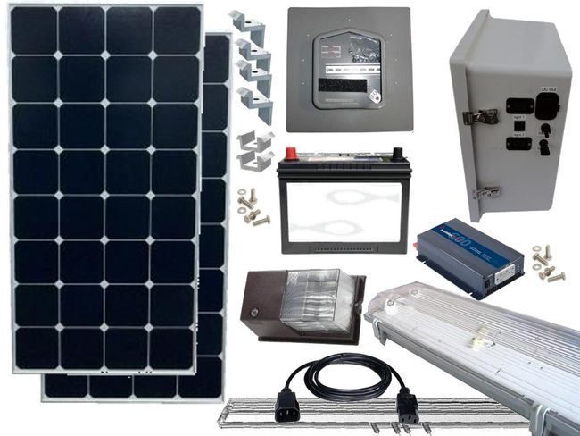 Earthtech Products Solar Power & Lighting Kit for Sheds, Garages & Remote Cabins - Pure Sine