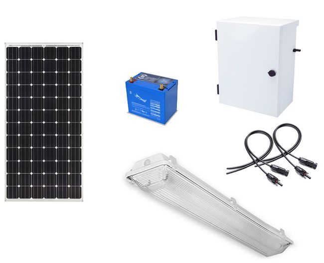 Earthtech Products Shipping Container Lighting Kit - 1 Light (2,379 Lumens), 50W Solar Panel, 35 Ah Battery