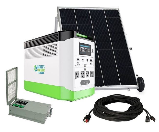 Natures Generator Lithium 1800 Solar Generator - Power Transfer Gold PE Kit