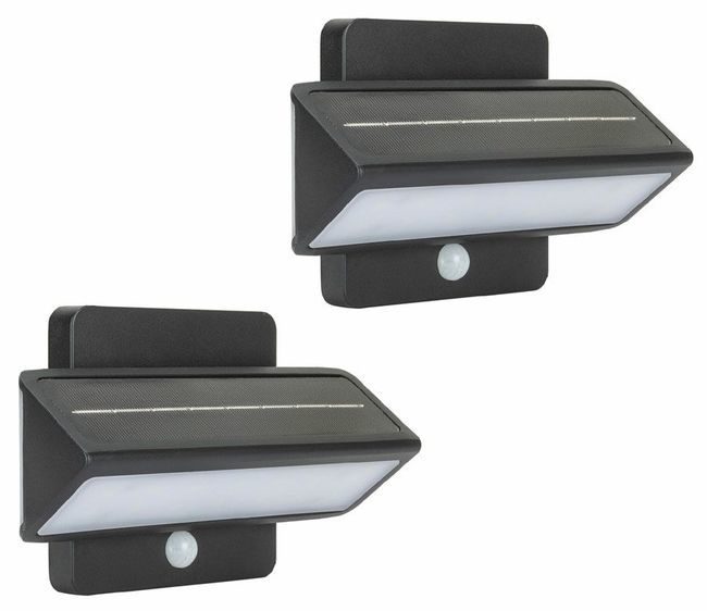 Gama Sonic Architectural Solar Wall Accent Light with Motion Sensor in Black - 2  Pack