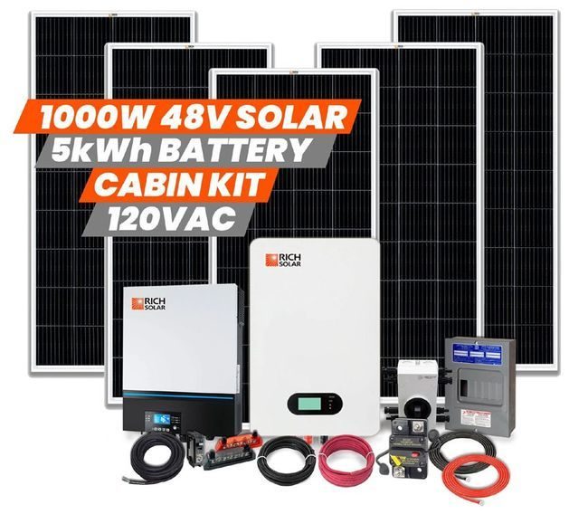 5kWh Off-Grid Cabin Lithium Solar Generator Kit - With 1000 Watts of Solar