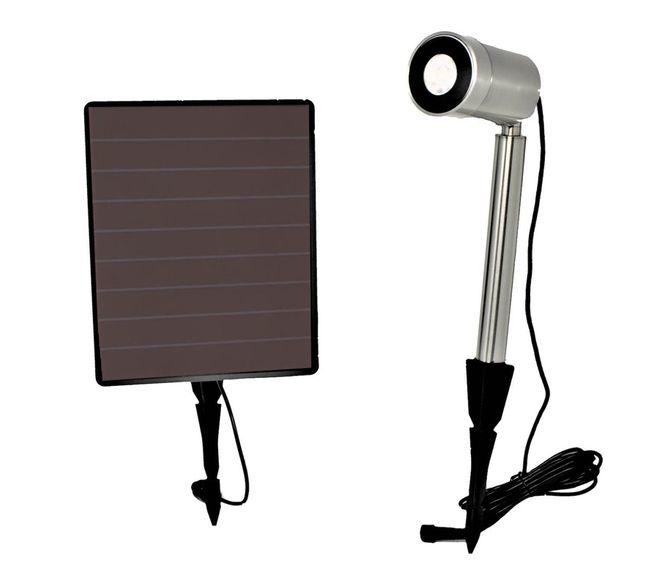 Solar Light with Color Selectable LED and Spot/Flood Lens - Stainless Steel