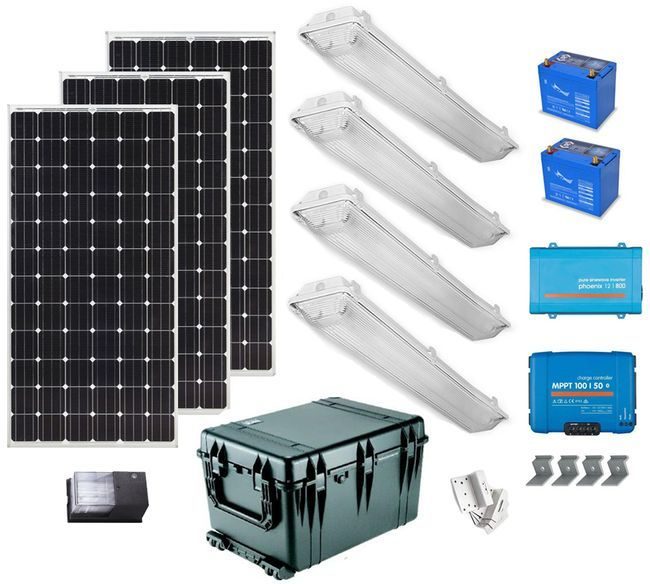 Earthtech Products Solar Power & Lighting Kit for Sheds, Garages & Remote Cabins - 580 Amps
