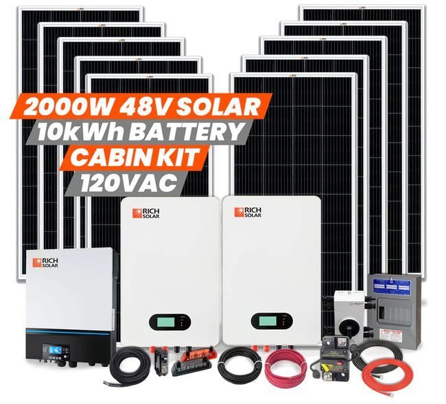 Rich Solar 10kWh Off-Grid Cabin Lithium Solar Generator Kit - With 2000 Watts of Solar