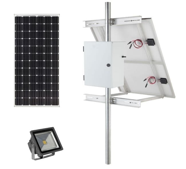 Earthtech Products Solar Sign & Landscape Light Kit - 1 Light (2400 Lumens), 100W Solar Panel, 105 Ah Battery - 14 Hour Run Time
