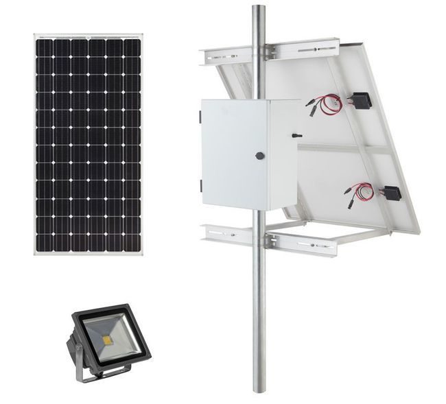Earthtech Products Solar Sign & Landscape Light Kit - 1 Light (3600 Lumens), 1 - 100W Solar Panels, 85 Ah Battery - 8 Hour Run Time