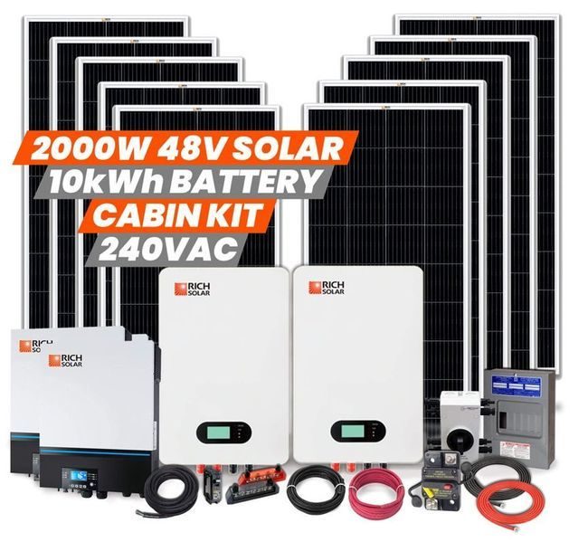 Rich Solar 10kWh Off-Grid Cabin Lithium Solar Generator Kit - With 2000 Watts of Solar and 240V Output