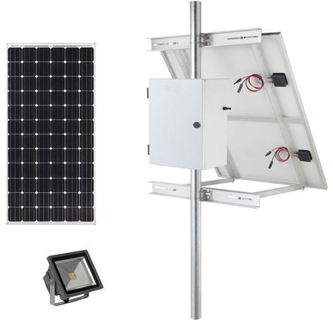Earthtech Products Solar Sign & Landscape Light Kit - 1 Light (6000 Lumens), (1) - 310W Solar Panel, (2) 140 Ah Batteries - 14 Hour Run Time