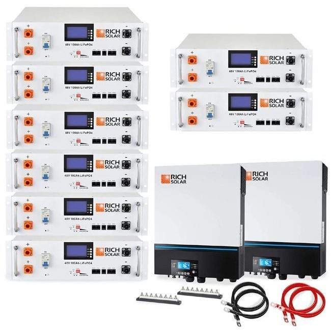 Rich Solar Off-Grid Back-up Power Kit | 13,000W 120/240V Output - 38.4 kWh LFP Battery