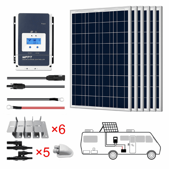 ACO Power 600W 12V Solar RV Kit - 50A MPPT Charge Controller