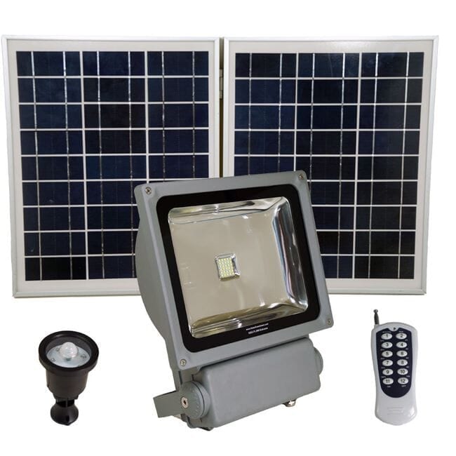 FL9W LED Solar Flood Light with Remote Control, SMD LED, Lithium Ion Battery and PIR Motion Features