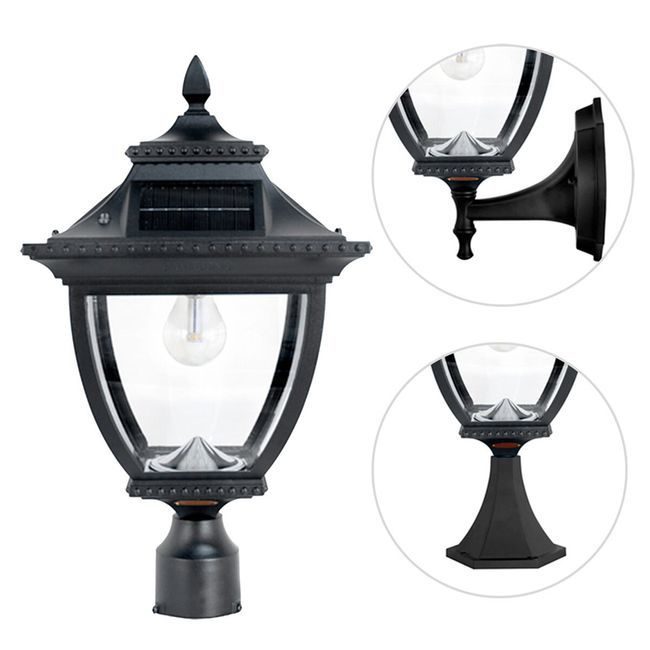 Gama Sonic Pagoda Bulb Solar Lamp - With Pole, Post & Wall Mount Kit