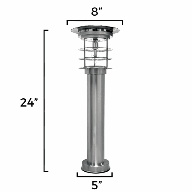 Gama Sonic Stainless Steel Bollard Solar Lamp with EZ Anchor Base