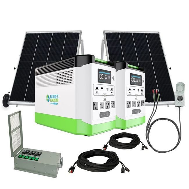Natures Generator Lithium 1800 Platinum PE Solar Generator Kit